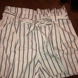 ZARA striped belt shorts